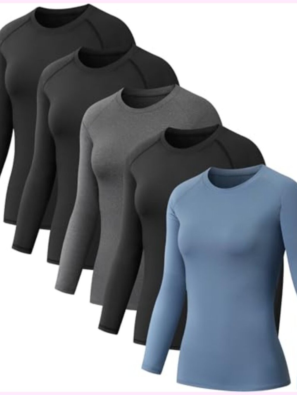 5 Pack Long Sleeve Compression Shirts for Women Workout Tops Athletic Baselayer